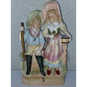VTG Paulux Moriyama Occupied Japan Bisque Porcelain Figurine Couple Fishing